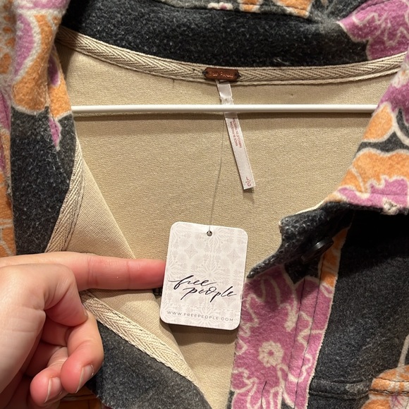 FREE PEOPLE Jacquard Ruby Jacket Oversized Boho in Charcoal size L‎ - Picture 13 of 16